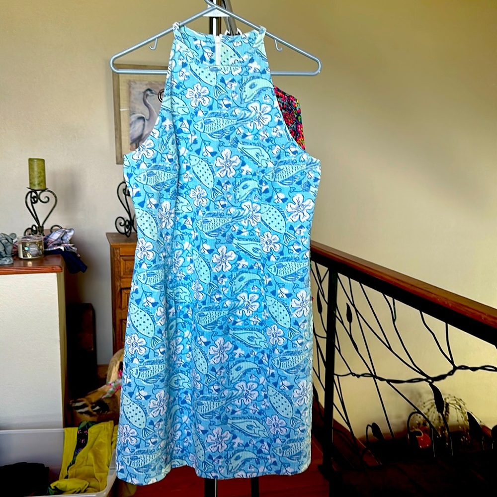 Lilly Pulitzer shift dress. Size 10 small spot on neck lie in back needs repair